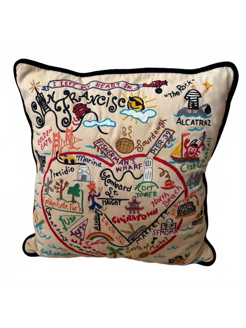 Catstudio San Francisco City Hand-Embroidered Pillow 2018 Organic Cotton 20x20"